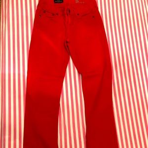 JCrew red matchstick jeans 28